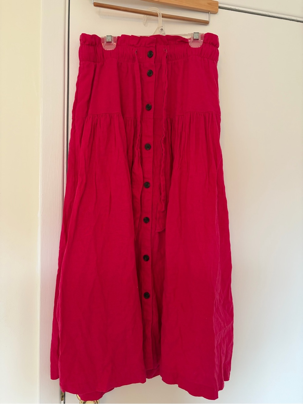Universal Thread Button-Front Maxi Skirt in Fuchsia Pink